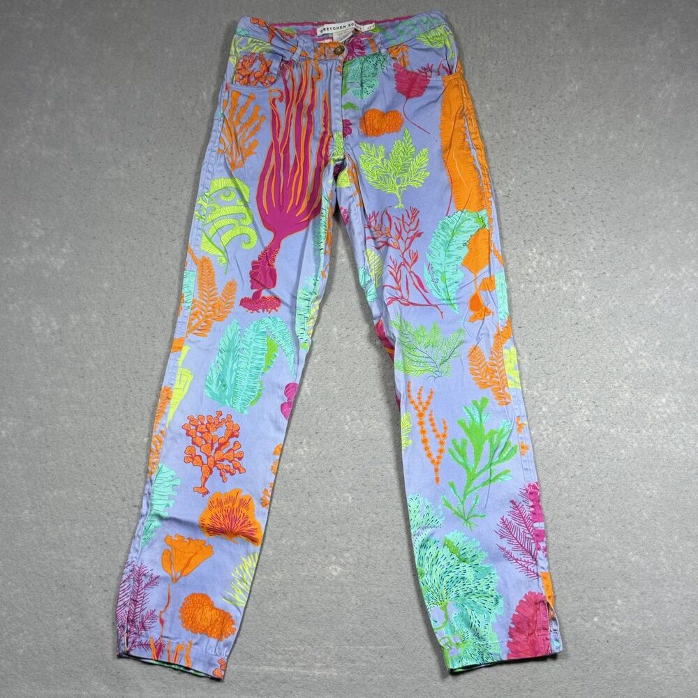 Gretchen Scott Jeans Women’s XS Multicolor Floral Tapered Gripe Less Jeans